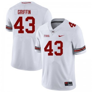 Men Diante Griffin White Ohio State Buckeyes #43 Football NCAA Jersey 251633-296