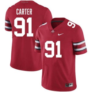 Men Jarquez Carter Red Ohio State Buckeyes #91 Football High School Jersey 828470-253