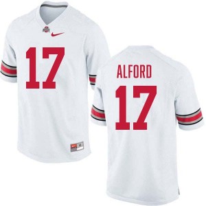 Men Tarvos Alford White Ohio State Buckeyes #17 Football Replica Jersey 243774-580