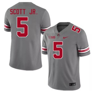 Men Aaron Scott Jr. Grey Ohio State Buckeyes #5 Football High School Jersey 366337-980