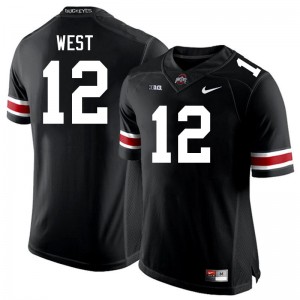 Men Bryce West Black Ohio State Buckeyes #12 Football Replica Jersey 330434-802