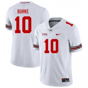 Men Denzel Burke White Ohio State Buckeyes #10 Football Embroidery Jersey 762355-908