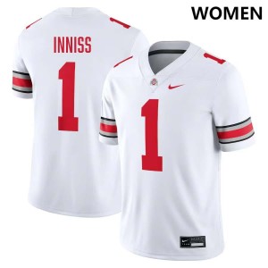 Women's Brandon Inniss White Ohio State Buckeyes #1 Football University Jersey 546891-181