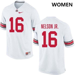 Women's Keenan Nelson Jr. White Ohio State Buckeyes #16 Football Replica Jersey 393166-537