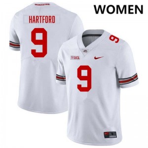 Women's Malik Hartford White Ohio State Buckeyes #9 Football Game Jersey 311688-452