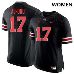 Women's Tarvos Alford Blackout Ohio State Buckeyes #17 Football Game Jersey 347847-836