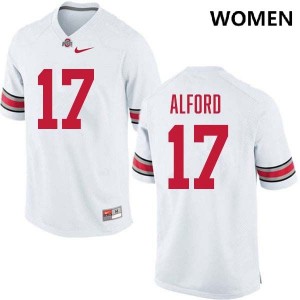 Women's Tarvos Alford White Ohio State Buckeyes #17 Football NCAA Jersey 543799-305
