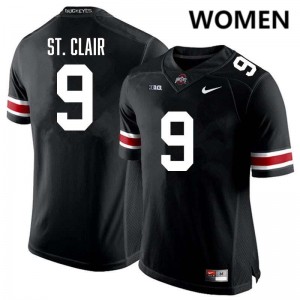 Women's Tavien St. Clair Black Ohio State Buckeyes #9 Football NCAA Jersey 141901-792