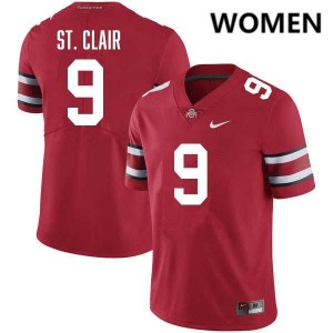 Women's Tavien St. Clair Red Ohio State Buckeyes #9 Football Official Jersey 186850-172