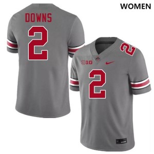 Women's Caleb Downs Grey Ohio State Buckeyes #2 Football Limited Jersey 154243-668