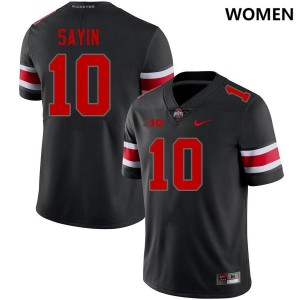 Women's Julian Sayin Blackout Ohio State Buckeyes #10 Football Stitched Jersey 593021-555