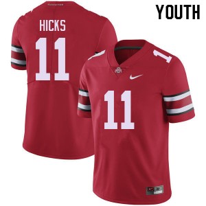 Youth C.J. Hicks Red Ohio State Buckeyes #11 Football NCAA Jersey 263915-607