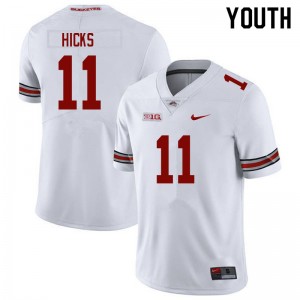 Youth C.J. Hicks White Ohio State Buckeyes #11 Football Player Jersey 253107-823