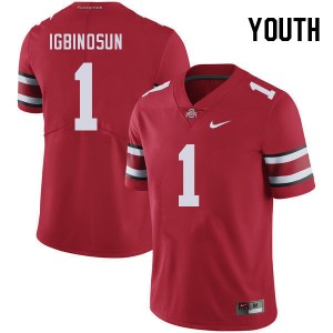 Youth Davison Igbinosun Red Ohio State Buckeyes #1 Football NCAA Jersey 771833-448