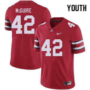 Youth Joe McGuire Red Ohio State Buckeyes #42 Football 2025 Jersey 770332-763