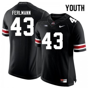 Youth John Ferlmann Black Ohio State Buckeyes #43 Football Embroidery Jersey 845292-988
