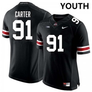 Youth Jarquez Carter Black Ohio State Buckeyes #91 Football Player Jersey 125682-994