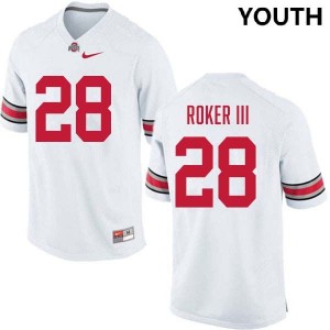 Youth Leroy Roker III White Ohio State Buckeyes #28 Football Stitched Jersey 496537-373