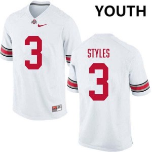 Youth Lorenzo Styles Jr. White Ohio State Buckeyes #3 Football Embroidery Jersey 890442-981