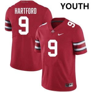 Youth Malik Hartford Red Ohio State Buckeyes #9 Football Official Jersey 383154-321