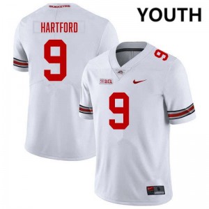 Youth Malik Hartford White Ohio State Buckeyes #9 Football NCAA Jersey 965113-424