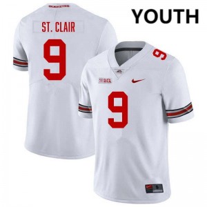 Youth Tavien St. Clair White Ohio State Buckeyes #9 Football Replica Jersey 414574-119