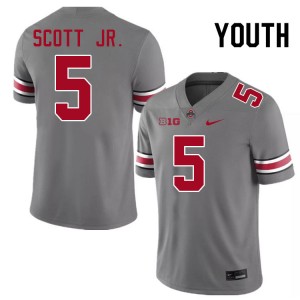Youth Aaron Scott Jr. Grey Ohio State Buckeyes #5 Football Replica Jersey 934623-576