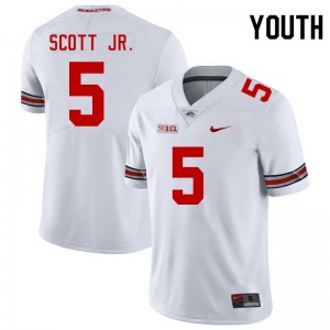 Youth Aaron Scott Jr. White Ohio State Buckeyes #5 Football Stitched Jersey 945619-739