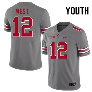 Youth Bryce West Grey Ohio State Buckeyes #12 Football University Jersey 377520-377