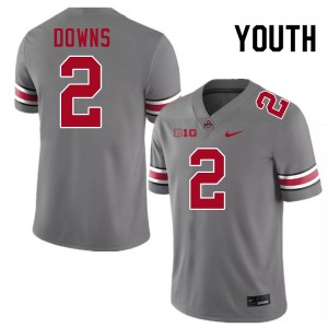Youth Caleb Downs Grey Ohio State Buckeyes #2 Football 2025 Jersey 668499-297