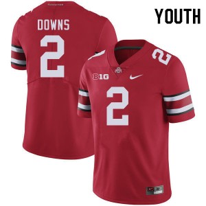 Youth Caleb Downs Red Ohio State Buckeyes #2 Football Replica Jersey 408502-868