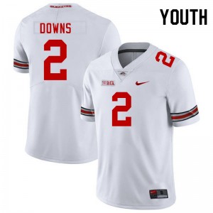 Youth Caleb Downs White Ohio State Buckeyes #2 Football Player Jersey 672560-456