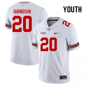 Youth Davison Igbinosun White Ohio State Buckeyes #20 Football Game Jersey 236162-616