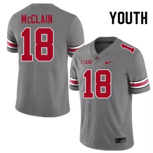 Youth Jaylen McClain Grey Ohio State Buckeyes #18 Football University Jersey 446719-896